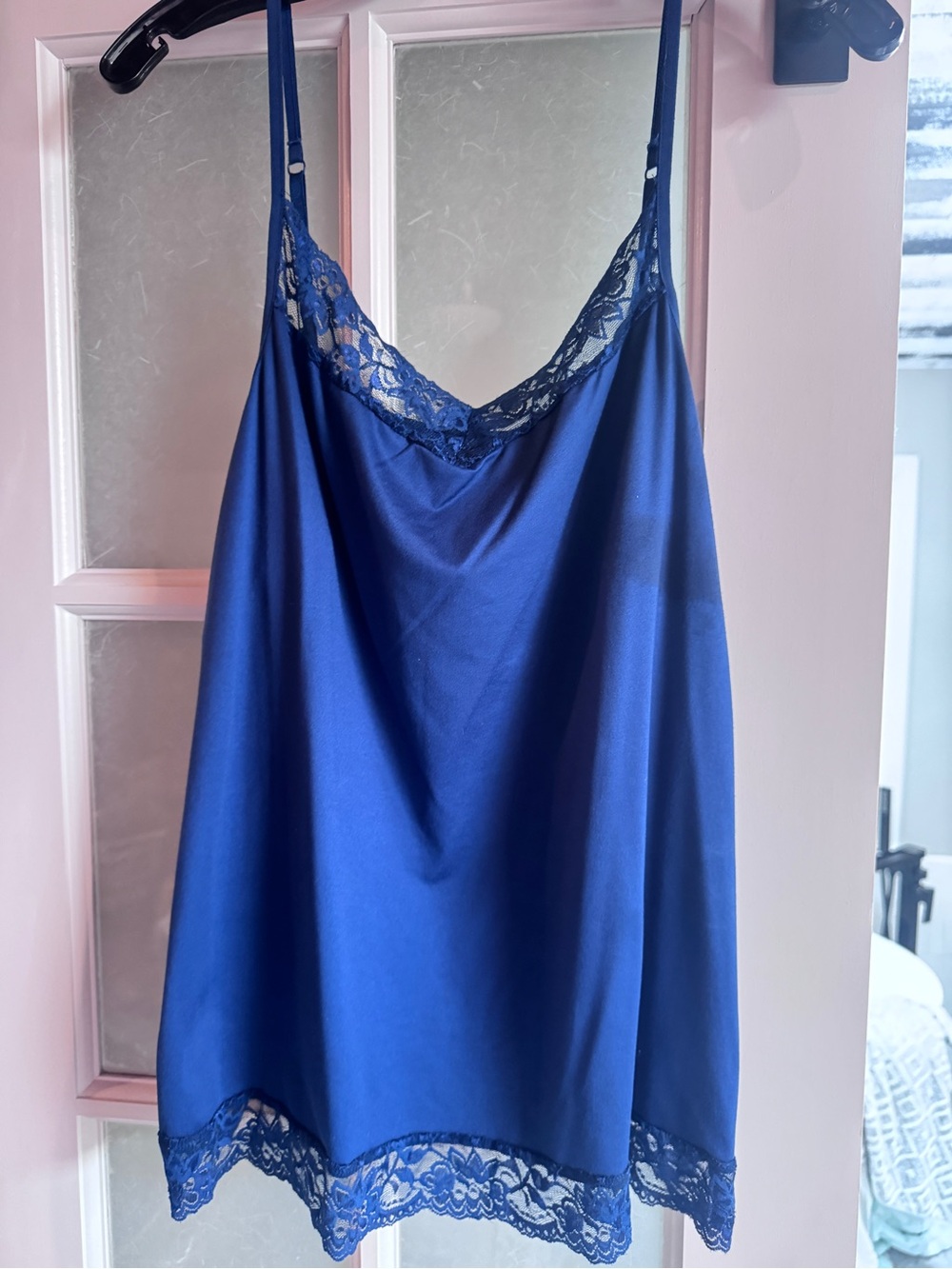 Essentials Royal Blue Satin Lace-Trim Camisole